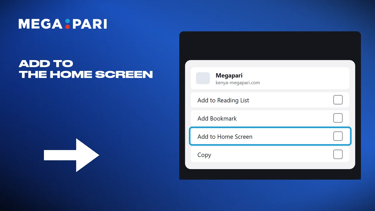 Adding the Megapari site to the iPhone home screen