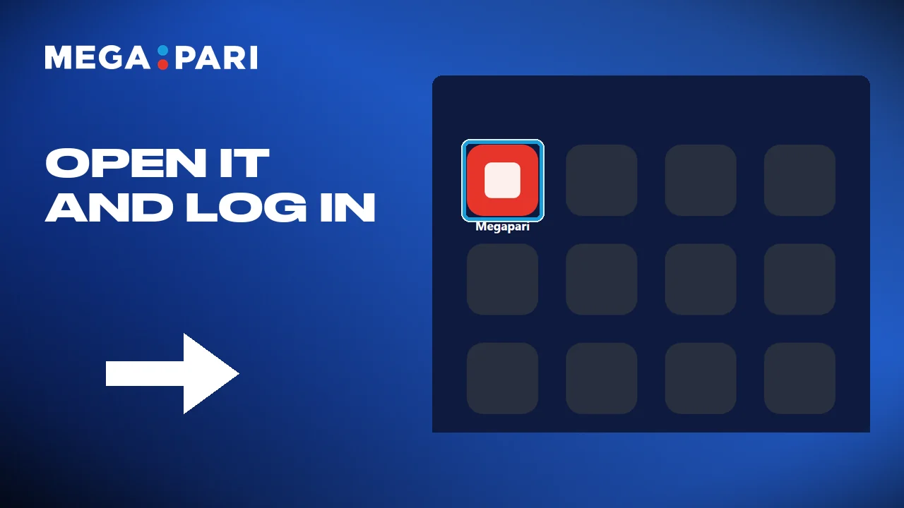 Tapping the icon opens Megapari at the login screen