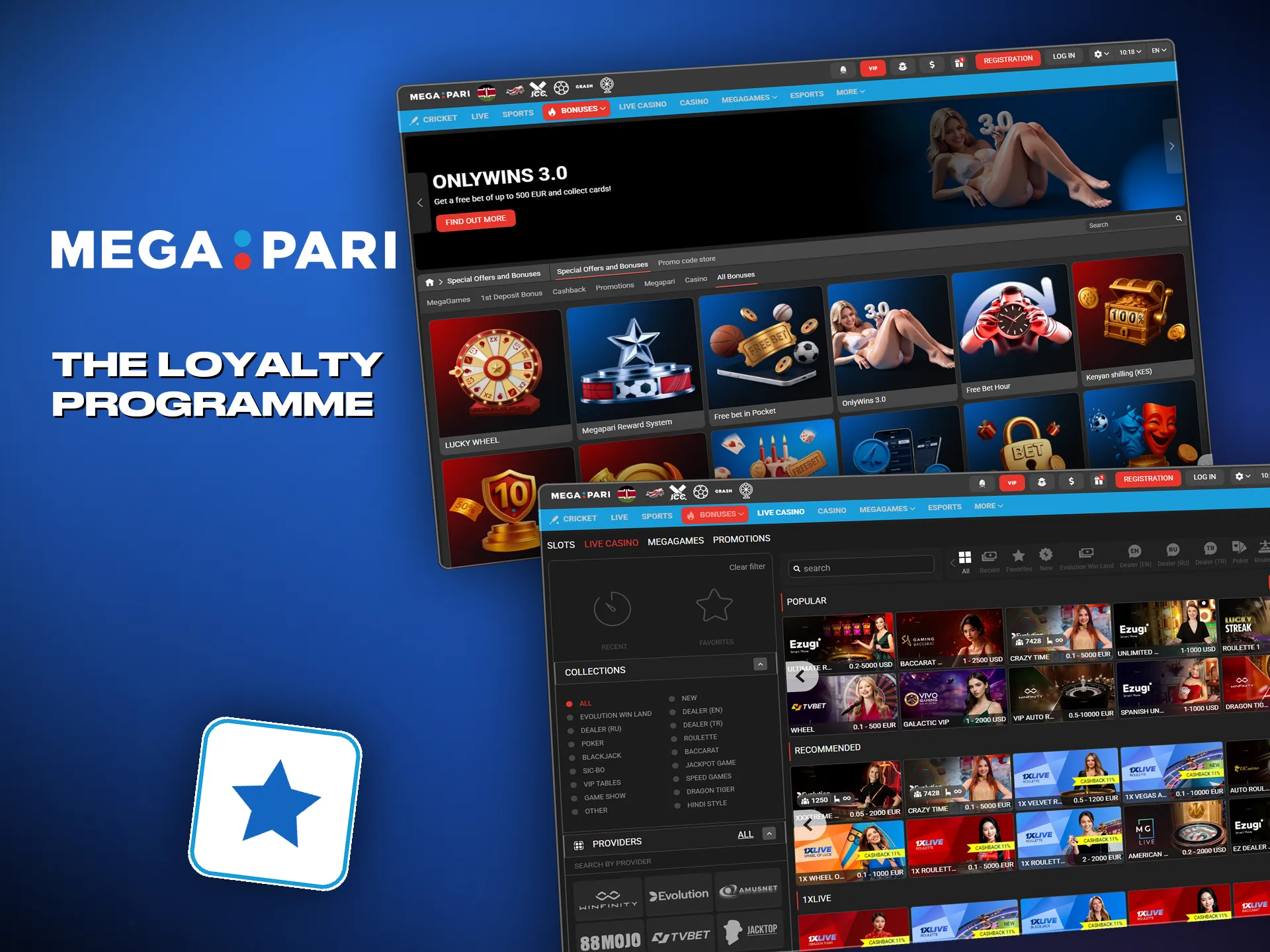 Loyalty points sit in the Megapari account and can be spent freely