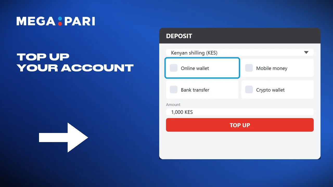 Choosing a payment method and topping up the Megapari account