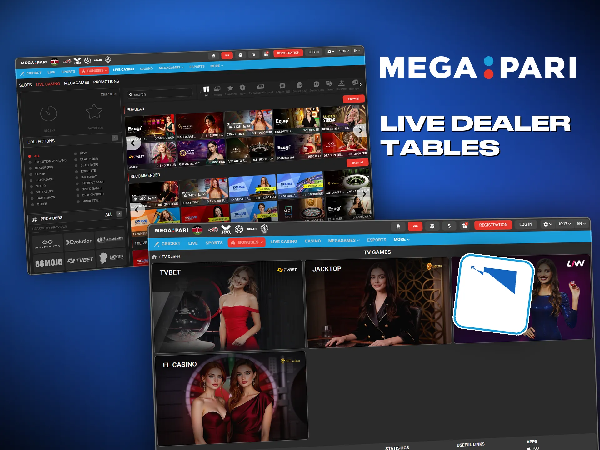 Live tables from Evolution and Pragmatic in high quality