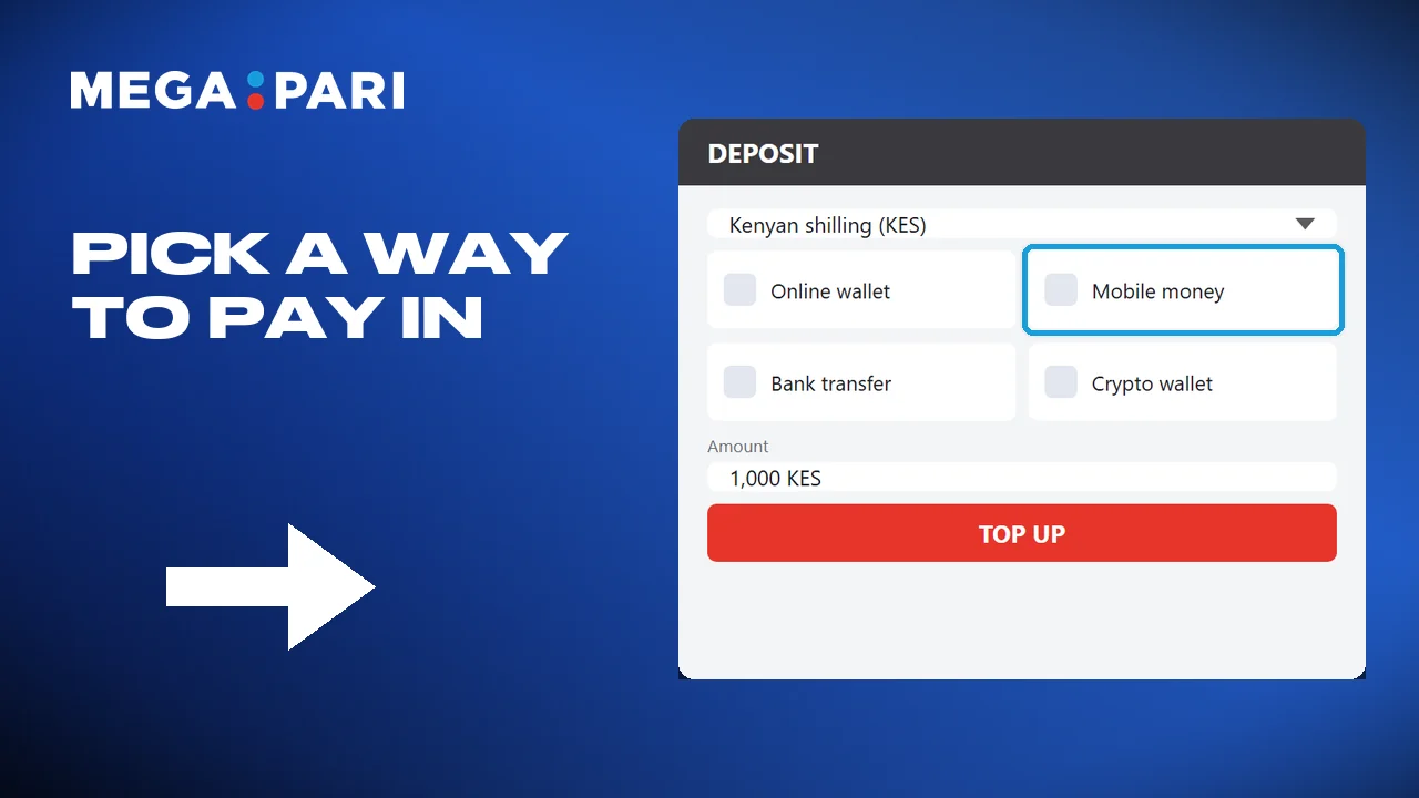 Topping up Megapari with M-Pesa, a bank or crypto