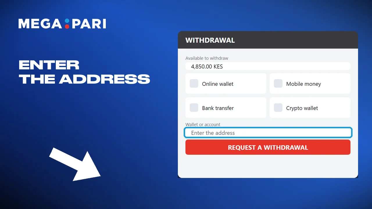 Typing in your own wallet address for the withdrawal