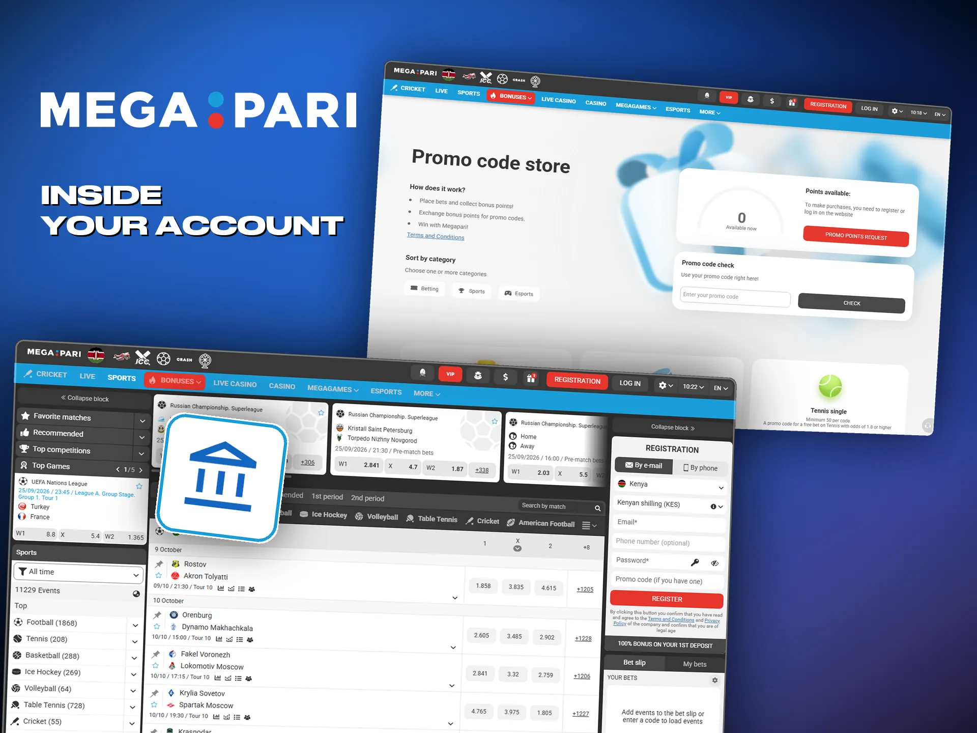 Every bet and every transaction shows in the account